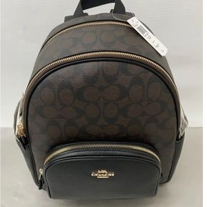 Coach Court Backpack In Signature Canvas Gold/Brown/Black Pebble Leather 5671